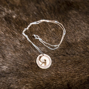 Horns necklace. Silver chain, reindeer horn.