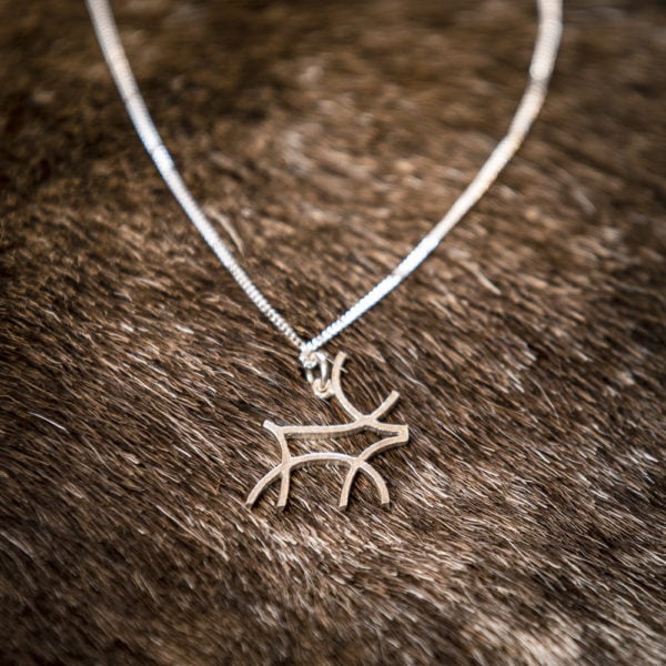 Female reindeer necklace. Silver chain, reindeer horn.