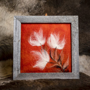 Rose picture frame. Wooden frame, 100% merino wool.