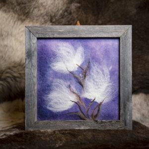 Blueberry picture frame. Wooden frame, 100% merino wool.